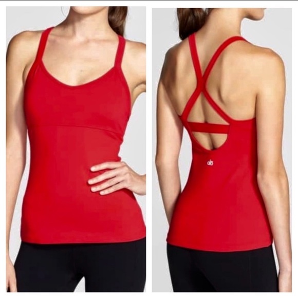 ALO Yoga Tops - Alo Yoga Cherry Red Reflection Tank